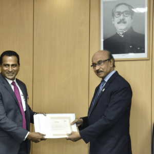 Awarded a certificate of appreciation for achieving